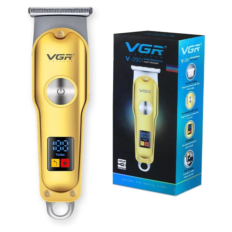 ماكينة حلاقة الشعر واللحية الاحترافية VGR V-290 مع شفرة على شكل T وشاشة LED
