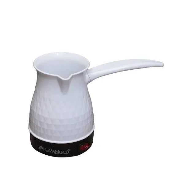 White electric cezve with textured design for brewing Turkish coffee