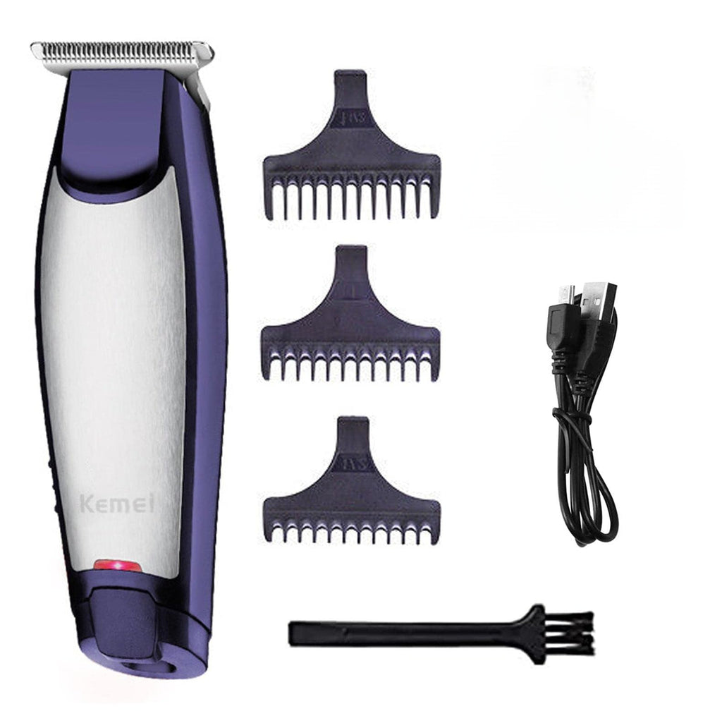 Kemei hair trimmer km-5021 set with attachments and cable on a white background