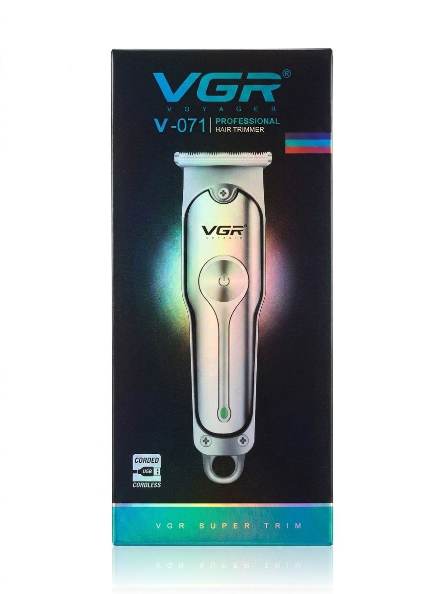 محتويات علبة ماكينة حلاقة وتحديد VGR V-071 الكاملة والملحقات